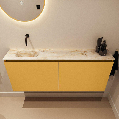 MONDIAZ TURE-DLUX 120cm toiletmeubel Ocher. EDEN wastafel Frappe positie links. Zonder kraangat.