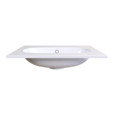 Arcqua Oval Lavabo encastré - 61x46x1.5cm - vasque simple - sans trou de robinet - marbre de synthèse - blanc brillant