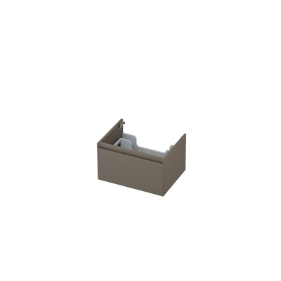 INK Meuble sous lavabo - 60x45x35cm - 1 tiroir - sans poignée - finition à 45 degrés tout autour - MDF laqué taupe mat