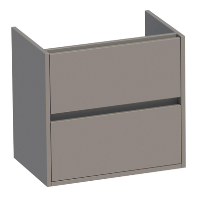 BRAUER Adore meuble sous-lavabo peu profond - 60x39x55cm - 2 tiroirs à fermeture douce - sans poignées - 1 découpe pour siphon - taupe mat