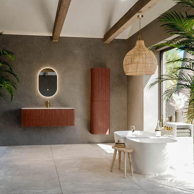 Mondiaz KURVE-DLUX Ensemble de meuble - 120x46x40cm - 1 tiroir - lavabo en solid surface - milieu - 1 trou de robinet - Ruby