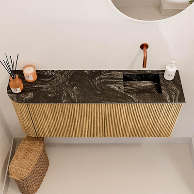 Mondiaz JOYA-DLUX 101.6cm toiletmeubel - ronding links kleur Oak - Wastafel FAYE positie Rechts Zonder kraangat kleur Lava.