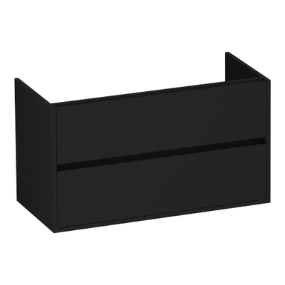 BRAUER Adore meuble sous-lavabo - 100x46x55cm - 2 tiroirs softclose - sans poignée - 1 découpe pour siphon - noir mat