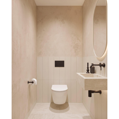 QeramiQ Dely Toiletset - inbouwreservoir Qeramiq Flush - 35mm zitting - metaal mat zwarte bedieningsplaat - ronde knoppen - glans wit
