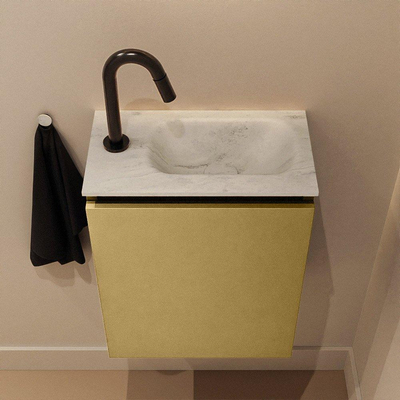 MONDIAZ TURE-DLUX 40cm toiletmeubel Oro. EDEN wastafel Opalo positie rechts. Met 1 kraangat.