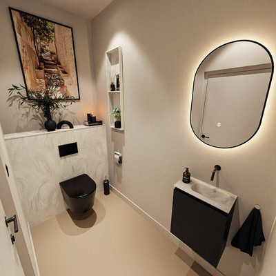 MONDIAZ TURE-DLUX Meuble de toilette 40 cm Urban. Lavabo EDEN Ostra position à droite. Sans trou de robinet.