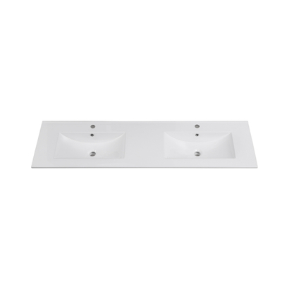 Saniclass Vygo Meuble lavabo - 161.5x46x2cm - trop-plein - 2 vasques - 2 trous de robinet - céramique - brillant blanc