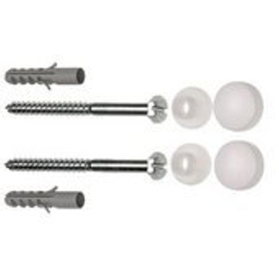 Riko Ensemble de vis de fixation pour cuvette avec bouchon 2 pièces Inox 6 x 70 mm capuchon blanc