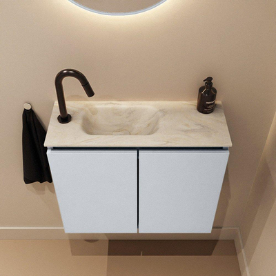 MONDIAZ TURE-DLUX 60cm toiletmeubel Clay. EDEN wastafel Ostra positie links. Met 1 kraangat.