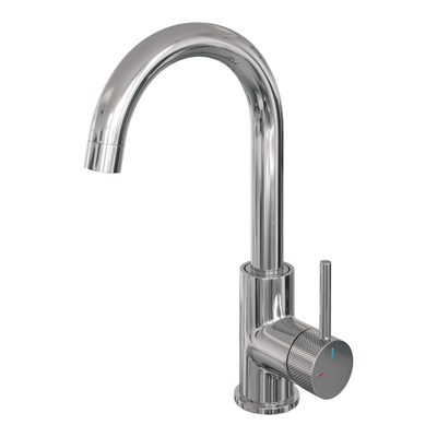 Brauer Chrome Carving wastafelkraan - model A - opbouw - hoog - ronde uitloop - chroom