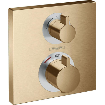 Hansgrohe Ecostat Square Ensemble de finition pour thermostat encastré avec robinet d'arrêt et inverseur bronze brossé