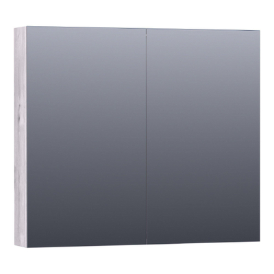 Saniclass Dual Spiegelkast - 80x70x15cm - 2 links- rechtsdraaiende spiegeldeur - MFC - Birch