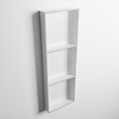 Mondiaz Easy nis 29.5x89.5x8cm voor Inbouw/opbouw 3 open vakken Solid surface Talc/Greey