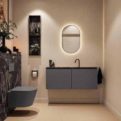 MONDIAZ TURE-DLUX 120cm toiletmeubel Dark Grey. EDEN wastafel Lava positie midden. Met 1 kraangat.