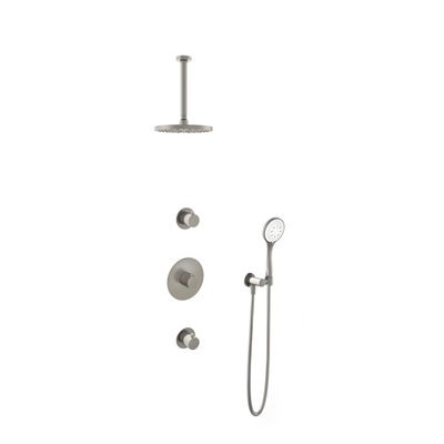 Hotbath Buddy IBS - Regendoucheset - 30cm plafondarm - 20cm ronde hoofddouche - 3 standen handdouche - ibs1 - geborsteld nikkel (RVS)