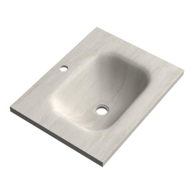 BRAUER Dune Medium Wastafel - 60cm - 1 wasbak - 1 kraangat - sintered stone - Ivory Travertin
