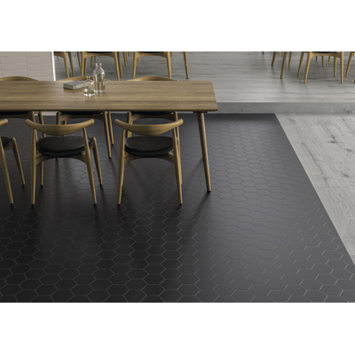 SAMPLE Cifre Cerámica Hexagon Timeless Vloer- en Wandtegel Black Mat Vintage Mat Zwart