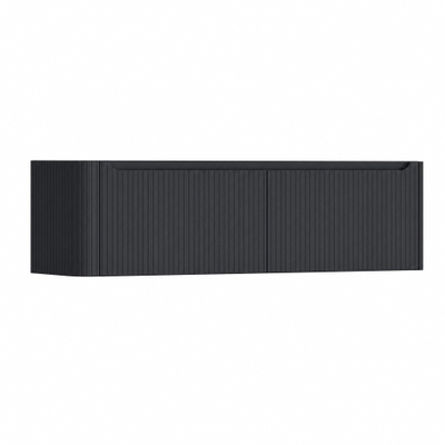 H&R Badmeubelen Juice Wastafelonderkast - 160x45x40cm - linkerhoek afgerond - 3D-front - 2 lades - geïntegreerde greep - dark blue