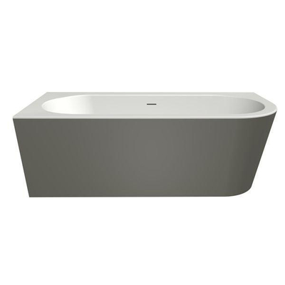 Xenz charley xs baignoire d'angle, gauche 165x75 bicolor edelweiss/ciment avec fente. déchets blanc mat