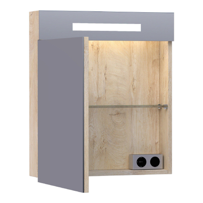 BRAUER Promise Armoire de toilette 59x70x15cm éclairage intégré rectangulaire 1 porte pivotante MFC Forest Wheat