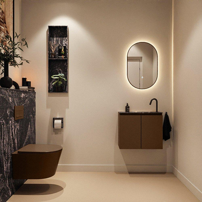 MONDIAZ TURE-DLUX Meuble de toilettes 60 cm Rust. EDEN lavabo Lava position droite. Avec 1 trou de robinet.