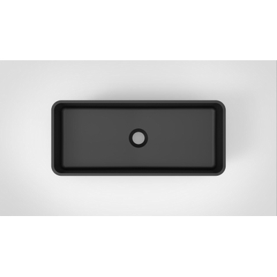 Arcqua Case vasque à poser - 60x26cm - Rectangulaire - Marbre de synthèse Noir Mat