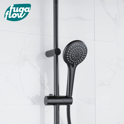 FugaFlow Efficiente Sobrado regendouche met thermostaat hoofddouche 30cm handdouche 3 standen zwart 110cm