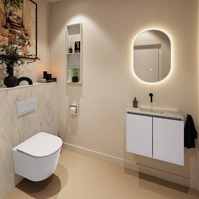 MONDIAZ TURE-DLUX Meuble toilette - 60cm - Cale - EDEN - vasque Opalo - position centrale - sans trou de robinet