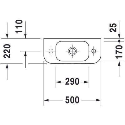 Duravit HappyD 2 lave-mains avec trop-plein avec trou de robinet à gauche 50x22cm avec WonderGliss blanc