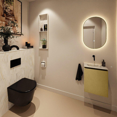 MONDIAZ TURE-DLUX Meuble WC 40 cm Oro. EDEN lavabo Ostra position milieu. Sans trou de robinet.