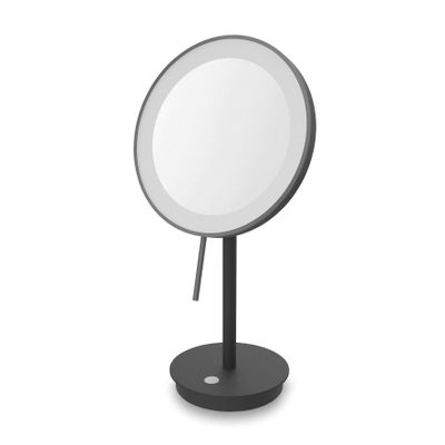 Zack Alona cosmeticaspiegel 13.3x20x37.8cm staand spiegel kantelbaar met batterijen zwart gepoedercoat