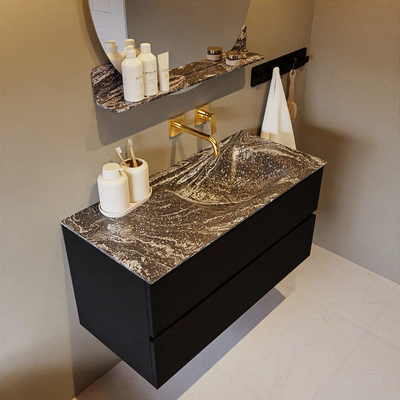 Mondiaz VICA-DLUX ensemble de meuble de salle de bain - 100cm - meuble sous-vasque urban - 2 tiroirs - lavabo encastré cloud droite - sans trous de robinet - miroir modèle spot - version XL 60cm haut - lave