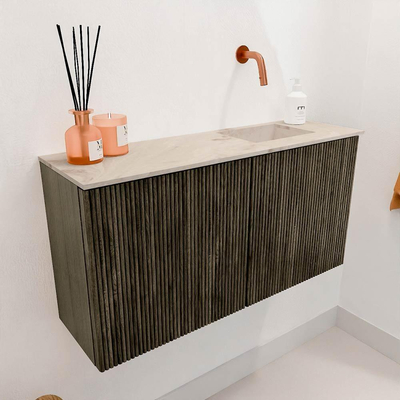 Mondiaz JOYA-DLUX 80cm toiletmeubel - kleur Shadow - Wastafel FAYE positie Rechts Zonder kraangat kleur Frappe.