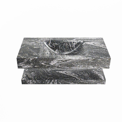 MONDIAZ ALAN - DLUX Badkamermeubelset - 90cm - planchet - Lava - vrijhangende wastafel - wasbak midden - 0 kraangaten - Lava