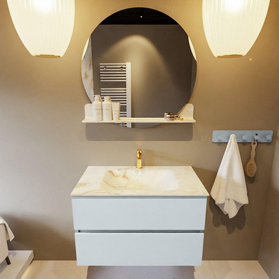 MONDIAZ VICA-DLUX Ensemble meuble de salle de bains - 80cm - sous-meuble clay - 2 tiroirs - lavabo encastré cloud central - 1 trou de robinet - version haute 60cm - frape