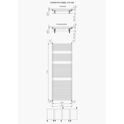 Plieger Florian Nxt Radiateur design horizontal double 1710x600mm 1366watt blanc