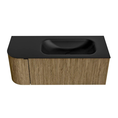 Mondiaz KURVE Ensemble de meuble de salle de bains - 115x46x40cm - 1 tiroir - 1 porte - lavabo solid surface - droit - 1 trou de robinet - Dusk