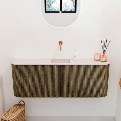 Mondiaz JOYA-DLUX 113.2cm toiletmeubel - ronding links en rechts kleur Dusk - Wastafel FAYE positie Midden Zonder kraangat kleur Meli.