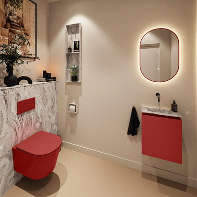 MONDIAZ TURE-DLUX 40cm toiletmeubel Fire. EDEN wastafel Glace positie midden. Zonder kraangat.