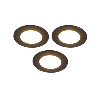 QAZQA Blanca Spot encastrable - set de 3 - 9x9cm - LED incl. - 3 niveaux de gradation - IP44 - noir mat