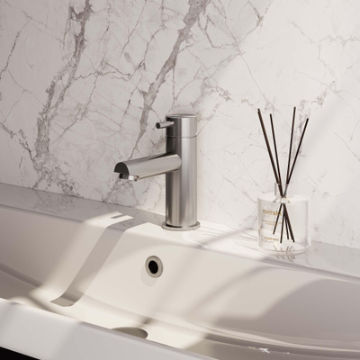 Brauer Brushed Edition wastafelkraan - model B - opbouw - laag - PVD - geborsteld rvs
