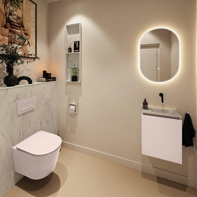 MONDIAZ TURE-DLUX Meuble toilette - 40cm - Rosee - EDEN - vasque Opalo - position droite - sans trou de robinet