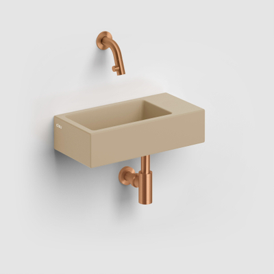 Clou Flush 3 lavabo 36x18cm sans trou de robinet à droite mat moutarde céramique
