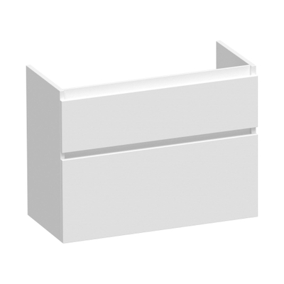 Saniclass Advance Meuble sous-lavabo 80x60x38.6cm peu profond sans poignées 2 tiroirs 1 espace siphon MDF Blanc mat