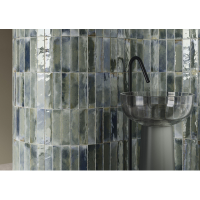 SAMPLE Terravito Giavelo wand- en vloertegel - 6x24.6cm - 8.4mm - Rechthoek - Overig - glans groen - Sage