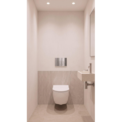 QeramiQ Dely Swirl Toiletset - 36.3x51.7cm - Geberit UP720 Duofix Sigma inbouwreservoir - 35mm zitting - bedieningsplaat steel - rechthoekige knoppen - glans wit