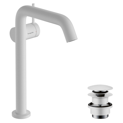 Hansgrohe Tecturis s 1 greeps wastafelkraan - 240 Fine - coolstart waskom - met PushOpen plug - mat wit