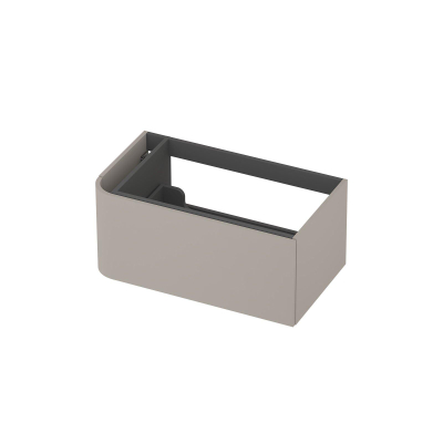 INK Concept R Wastafelonderkast - 80x45x35cm - 1 lade - opliggende grepen - afgeronde hoek links - MDF lak - mat kasjmier grijs