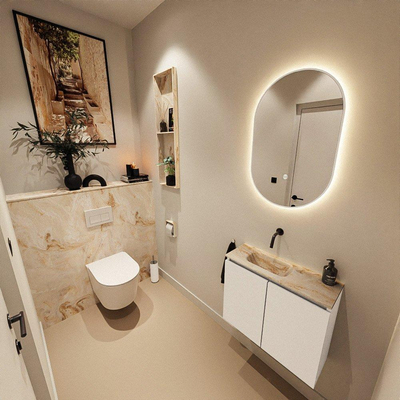 MONDIAZ TURE-DLUX 60cm toiletmeubel Talc. EDEN wastafel Frappe positie links. Zonder kraangat.