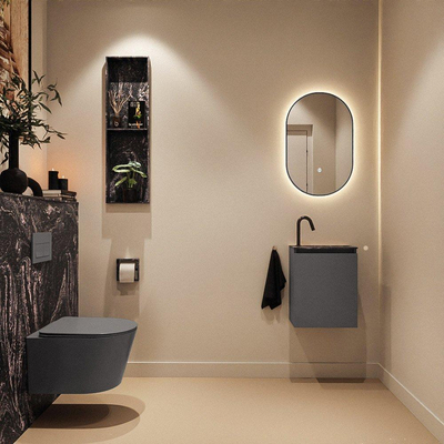 MONDIAZ TURE-DLUX Meuble toilette - 40cm - Dark Grey - EDEN - vasque Lava - position droite - 1 trou de robinet